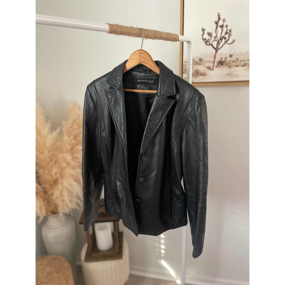 Black Genuine Leather Jacket Relaxed Fit Oversized Coat - Picture 2 of 10